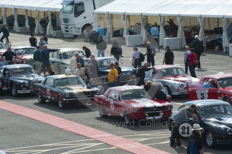 HSCC Big Engine Touring cars line up for practice, Silverstone Classic, 2010