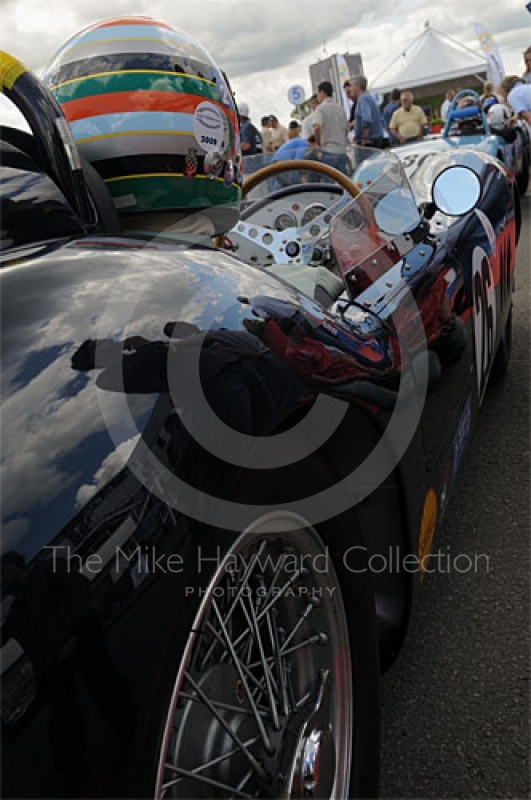 Marc Devis, 1956 Maserati 250SI, in the paddock ahead of the RAC Woodcote Trophy, Silverstone Classic 2009.