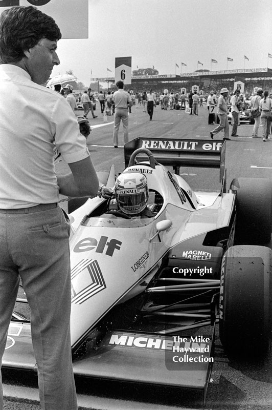 Alain Prost on the grid, Renault RE40, 1983 British Grand Prix.
