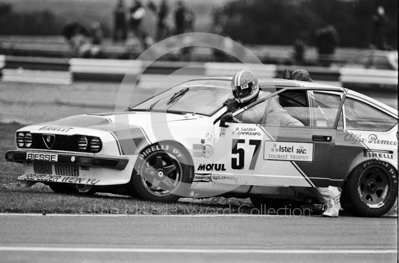 Dagmar Suster/Romeo Camathias, Alfa Romeo GTV, Istel Tourist Trophy, European Touring Car Championship, Silverstone, 1984
