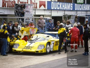 Paolo Barilla, Klaus Ludwig, New Man-Joest Racing Porsche 956, World Endurance Championship, 1985 Grand Prix International 1000km meeting, Silverstone.
