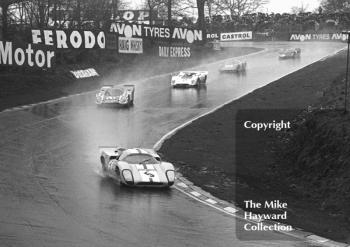 Jo Bonnier, Reine Wisell, Lola T70, leads Hans Herrmann/Richard Attwood, Porsche 917, Brands Hatch BOAC 1000k 1970.
