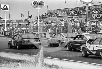 Gordon Spice, Rover Vitesse, Steve Soper, Rover Vitesse at the front of the grid of the Trimoco British Saloon Car Championship race, British Grand Prix, Silverstone, 1983.
