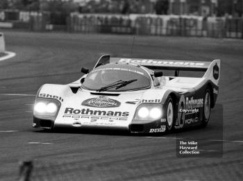 Derek Bell/Hans-Joachim Stuck, Rothmans Porsche 956, finished 10th, 17 laps behind the winner, World Endurance Championship, 1985 Grand Prix International 1000km meeting, Silverstone.
