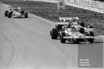 David Morgan, Edward Reeves Brabham BT35-8, leads Wilson Fittipaldi, Elcom Racing Team March 712 and Niki Lauda, STP March 722, Mallory Park, March 12 1972.
