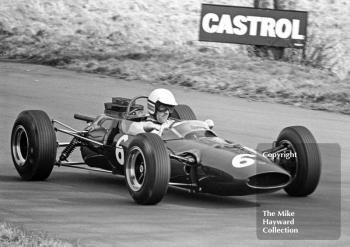 Brian Hart, Ron Harris Team Lotus 35-F-3,before retiring with suspension trouble, Oulton Park, Spring International 1965.
