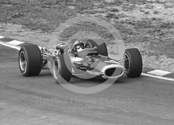 Pedro Rodriguez, BRM P126 V12, exits Paddock Bend, British Grand Prix, Brands Hatch, 1968.
