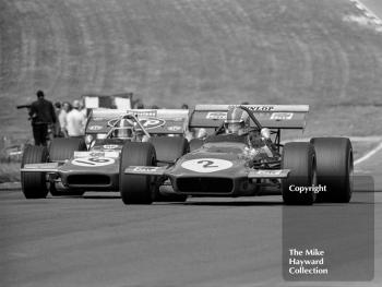 Francois Cevert, Tyrrell March 701 leads Chris Amon, STP March 701, British Grand Prix, Brands Hatch, 1970
