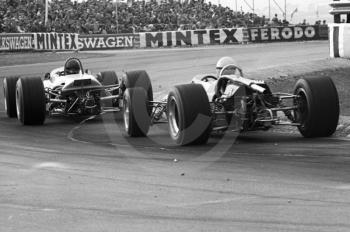Cars exit the chicane at the Thruxton Easter Monday F2 International, 1968.
