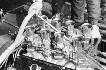 Traco Oldsmobile engine in the car of Bruce McLaren, Tourist Trophy, Oulton Park, 1965
