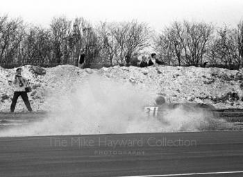 Alistair Walker, Lola T100, spins at Campbell, Thruxton Easter Monday F2 International, 1968.
