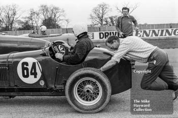 A Stirling gets a push start in his Norris Special, VSCC Donington May 1979
