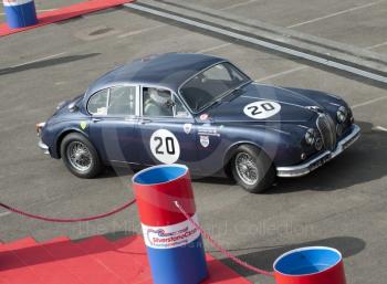 Trevor Groom, Jaguar 3.8 Mk2, in the paddock before the HSCC Big Engine Touring race, Silverstone Classic, 2010