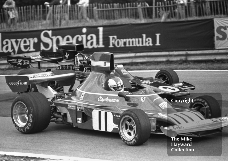 Clay Regazzoni, Ferrari 312B3, Jacky Ickx, JPS, Lotus, 72E,Â Brands Hatch, British Grand Prix 1974.