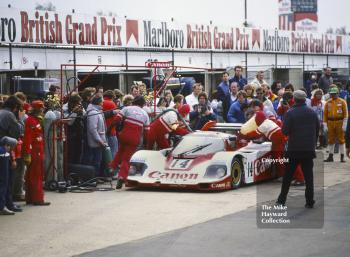 Jonathan Palmer/Jan Lammers, Porsche 956, heading for 5th place, World Endurance Championship, 1985 Grand Prix International 1000km meeting, Silverstone.
