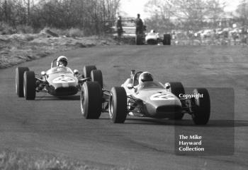Dave Williamson, P and M Racing Brabham BT21B, and Howden Ganley, Brabham BT21, BRSCC Trophy, Formula 3, Oulton Park, 1968.
