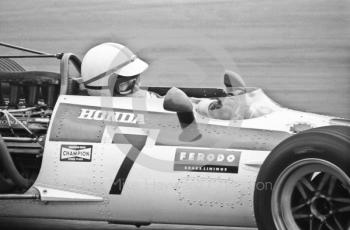 John Surtees, Honda RA301 V12, at Druids Hairpin, Brands Hatch, 1968 British Grand Prix.
