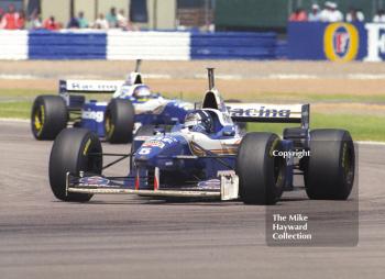 Damon Hill and Jacques Villeneuve, Williams Renault FW18, Silverstone, British Grand Prix 1996.
