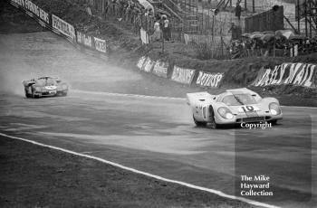 Pedro Rodriguez, Leo Kinnunen, Porsche 917, Chris Amon, Arturo Merzario, Ferrari 512, 1970 BOAC 1000k, Brands Hatch.
