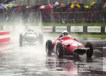 Stirling Moss, Maserati 250F, leads Philip Walker, Lotus 16 Climax, through the chicane, Richmond and Gordon Trophies, Goodwood Revival, 1999
